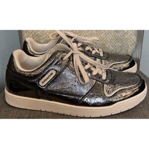 Coach Men's Size 11.5 D C201 Crinkle Metallic Leather Lace Up Sneaker Shoes